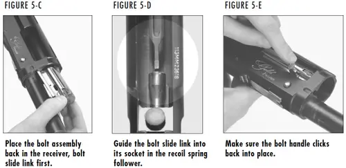 Browning Gold Fusion Reinstalling the Bolt Figure 5C-D-E