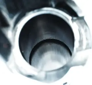 Competitor's forcing cone damaged by steel shot.