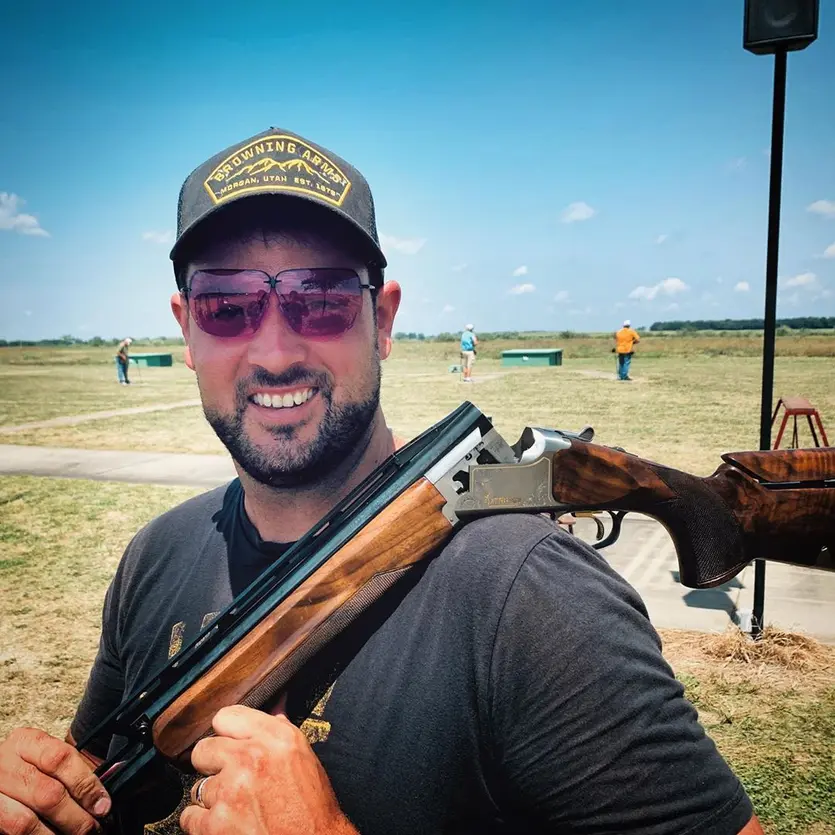 Foster Bartholow with Citori over under shotgun at the 2019 Grand.