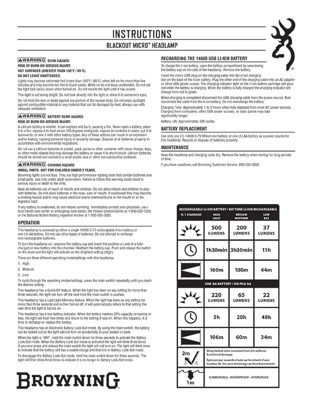 Blackout Micro Headlamp Instruction Sheet