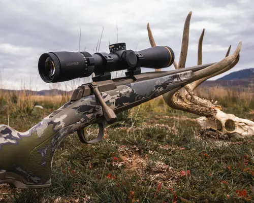 browning X-bolt on a deer skull