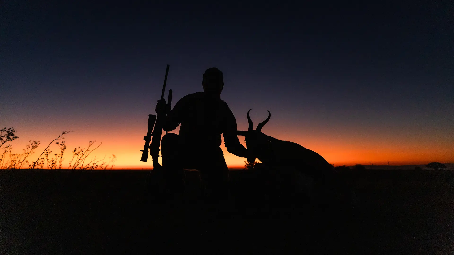 hunter at sunset