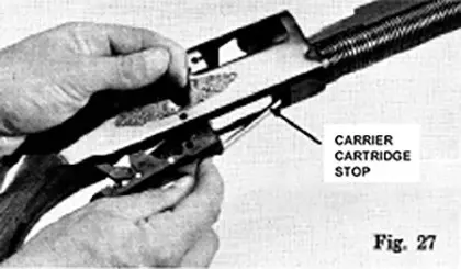 Inserting trigger group paying attention to carrier cartridge stop.