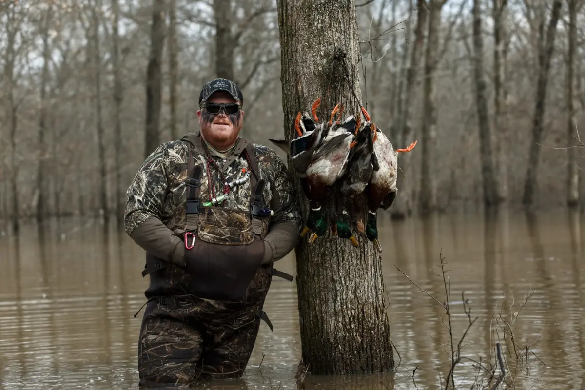 Matt Garrett with drake mallards